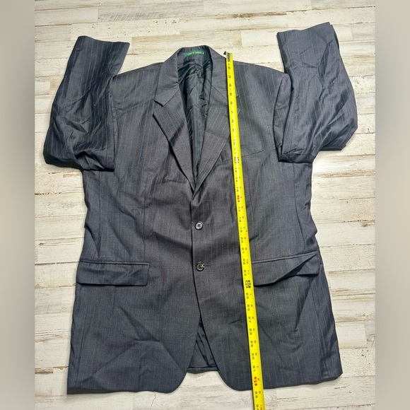 Lauren Ralph Lauren Blazer Jacket Men's 42R Navy Blue Classic Pinstriped - Picture 6 of 13